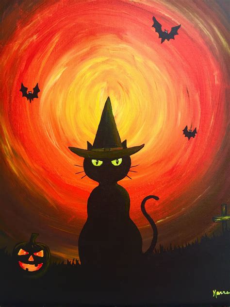 easy halloween paintings on canvas